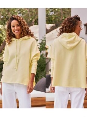 Frank & Eileen Kane Primrose Triple Fleece Hoodie Oversized Raw Hem Yellow S